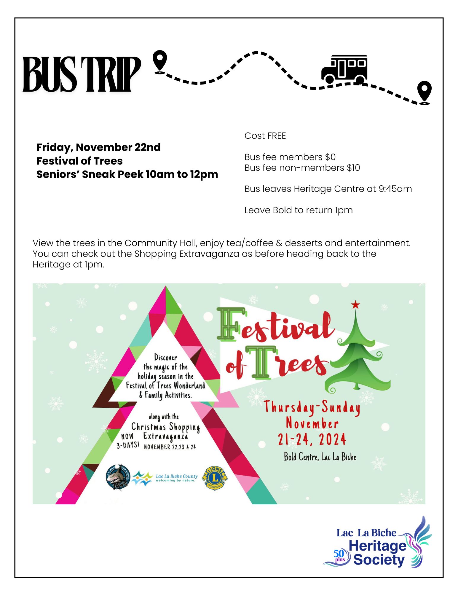 Bus Trips Festival of Trees Nov 22, 2024.